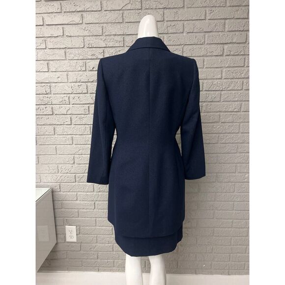 Le Suit Women Navy Sliver Shimmer Crepe 3 PCS Tank Skirt Jacket Suit Size 8P - Picture 2 of 15